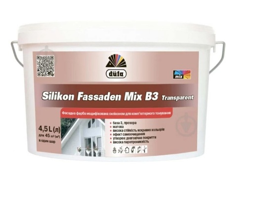 Silicone-modified acrylic paint Dufa Silikon Fassaden Mix B3 Transparent matte 4.5 l
